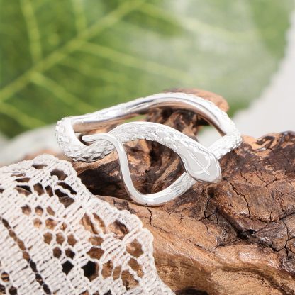 Elegant Irregular Animal Snake 925 Sterling Silver Adjustable Ring