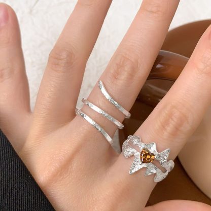 Fashion Multi Layers Snake Shape 925 Sterling Silver Adjustable Ring
