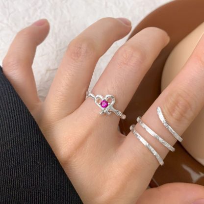 Fashion Multi Layers Snake Shape 925 Sterling Silver Adjustable Ring