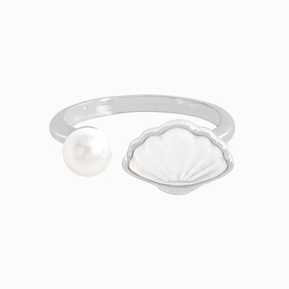 Offic Natural Pearl Shell 925 Sterling Silver Adjustable Ring