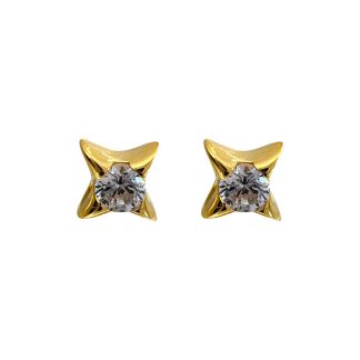 Simple Minimalism S925 Sterling Silver Four-Pointed Star CZ Screw Earrings Star Earrings Small Ear gold-plated Big
