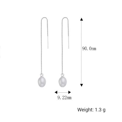 Freshwater Pearl in 925 Sterling Silver Elegant Chain Design Baroque Long Threader Earrings