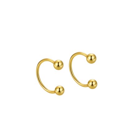 Fashion Dual Beads C Shape 925 Sterling Silver Stud Earrings