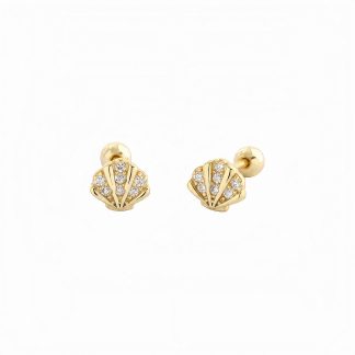Ocean Inspired Seashell Shaped Cubic Zirconia 925 Sterling Silver Stud Earrings