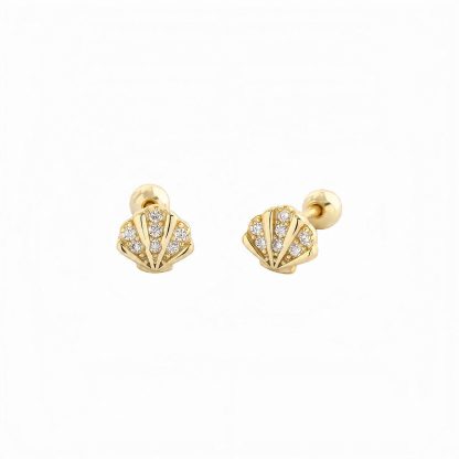 Ocean Inspired Seashell Shaped Cubic Zirconia 925 Sterling Silver Stud Earrings