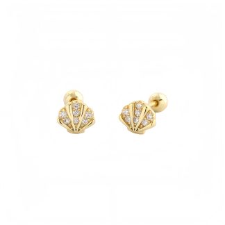 Ocean Inspired Seashell Shaped Cubic Zirconia 925 Sterling Silver Stud Earrings