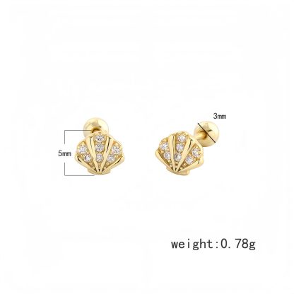 Ocean Inspired Seashell Shaped Cubic Zirconia 925 Sterling Silver Stud Earrings