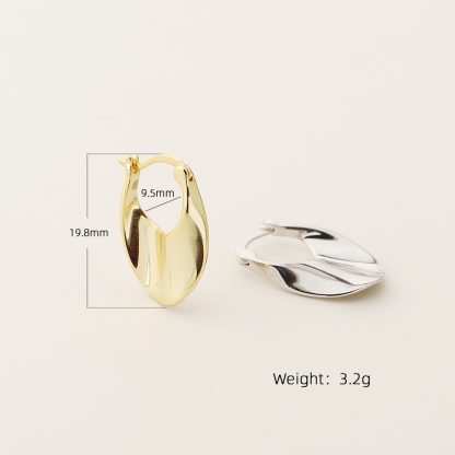 Irregular Geometric 925 Sterling Silver Chunky Teardrop Huggie Hoop Earrings