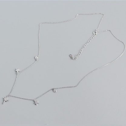 Women CZ Shining Stars 925 Sterling Silver Necklace
