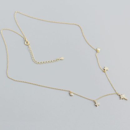 Women CZ Shining Stars 925 Sterling Silver Necklace