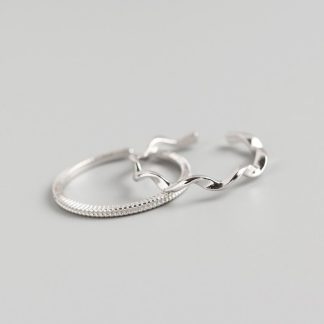 Simple Wave Twisted 925 Sterling Silver Adjustable Ring
