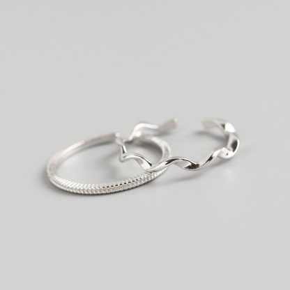 Simple Wave Twisted 925 Sterling Silver Adjustable Ring