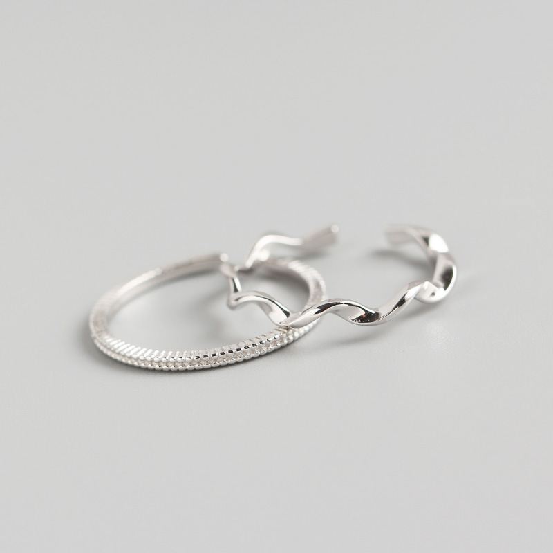 Simple Wave Twisted 925 Sterling Silver Adjustable Ring