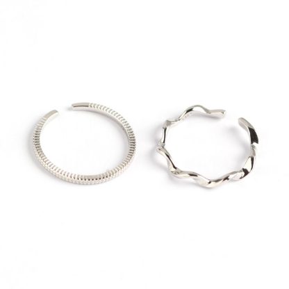 Simple Wave Twisted 925 Sterling Silver Adjustable Ring
