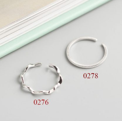 Simple Wave Twisted 925 Sterling Silver Adjustable Ring