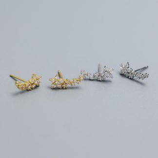 Girl Beautiful CZ Mini Flowers 925 Sterling Silver Stud Earrings