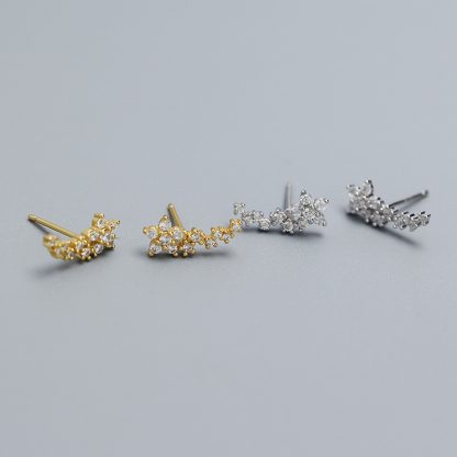 Girl Beautiful CZ Mini Flowers 925 Sterling Silver Stud Earrings