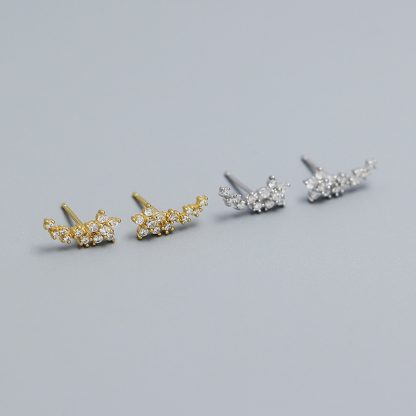 Girl Beautiful CZ Mini Flowers 925 Sterling Silver Stud Earrings
