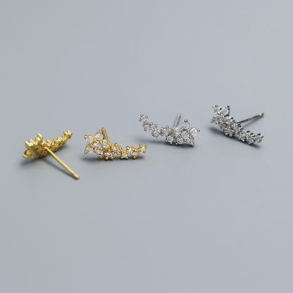 Girl Beautiful CZ Mini Flowers 925 Sterling Silver Stud Earrings