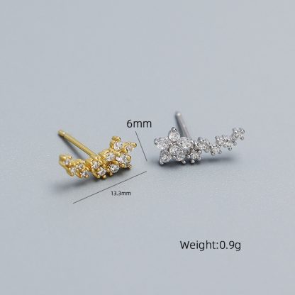 Girl Beautiful CZ Mini Flowers 925 Sterling Silver Stud Earrings