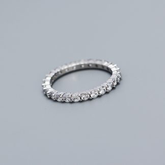 Casual Round CZ Lines 925 Sterling Silver Ring