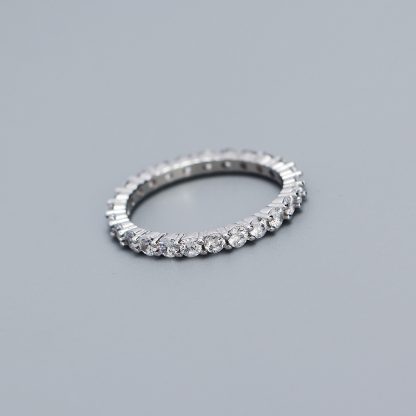 Casual Round CZ Lines 925 Sterling Silver Ring