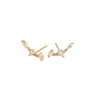 Hot Simple CZ Geometry Bat Wings 925 Sterling Silver Stud Earrings