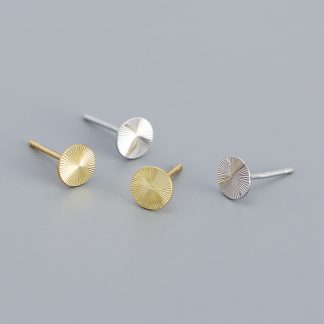 Geometry Round CNC Lathe 925 Sterling Silver Stud Earrings