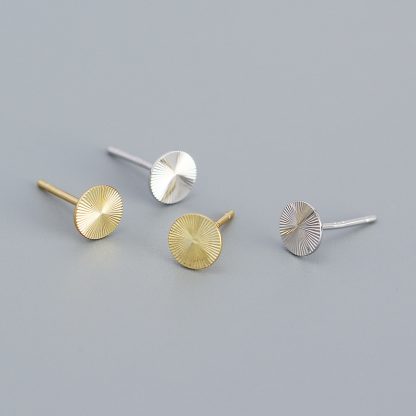 Geometry Round CNC Lathe 925 Sterling Silver Stud Earrings