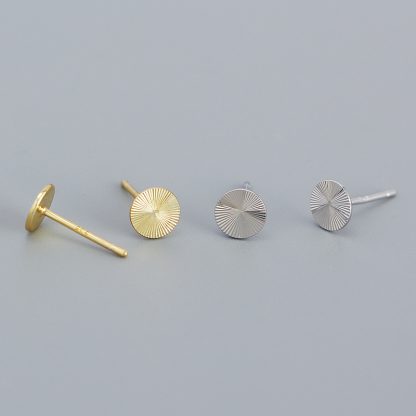 Geometry Round CNC Lathe 925 Sterling Silver Stud Earrings