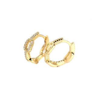 Fashion Chain CZ 925 Sterling Silver Huggie Hoop Earrings