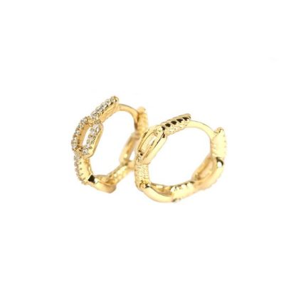 Fashion Chain CZ 925 Sterling Silver Huggie Hoop Earrings
