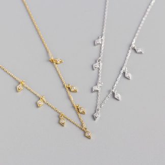 Elegant Geometry Rhombus CZ 925 Sterling Silver Necklace