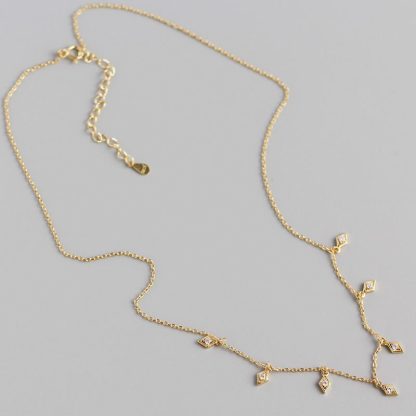 Elegant Geometry Rhombus CZ 925 Sterling Silver Necklace