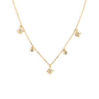 Women CZ Stars 925 Sterling Silver Necklace