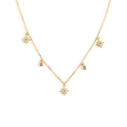 Women CZ Stars 925 Sterling Silver Necklace