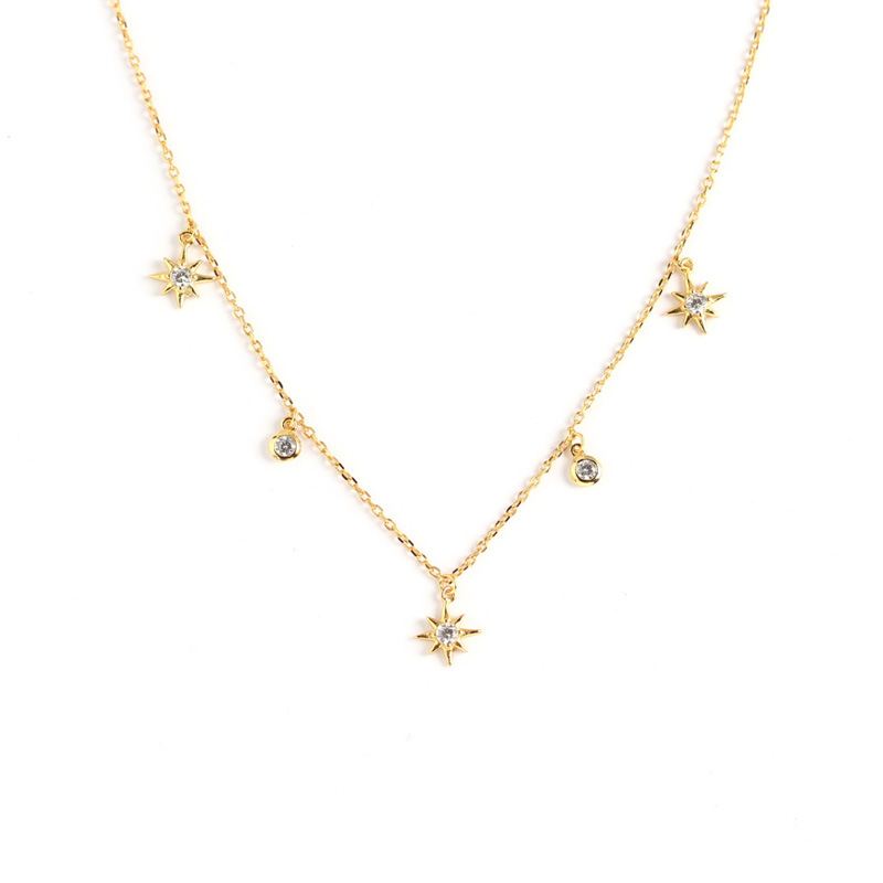 Women CZ Stars 925 Sterling Silver Necklace