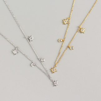 Women CZ Stars 925 Sterling Silver Necklace