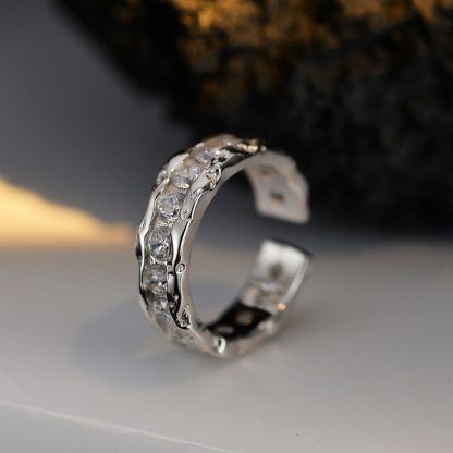Fashion Round CZ Simple Irregular Border 925 Sterling Silver Non-Pierced Earring(Single)