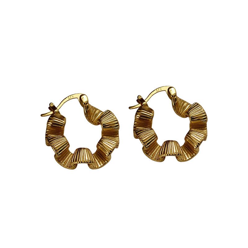 Office Irregular Hollow Flower 925 Sterling Silver Hoop Earring(Single)