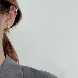 Office Irregular Hollow Flower 925 Sterling Silver Hoop Earring(Single)