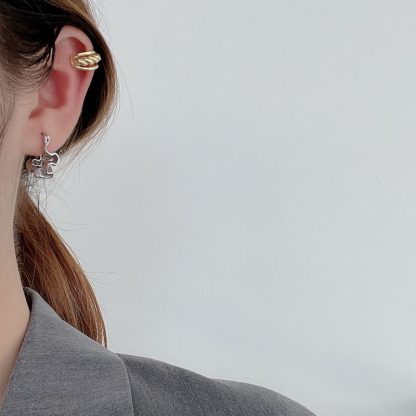 Office Irregular Hollow Flower 925 Sterling Silver Hoop Earring(Single)