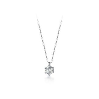 Cubic Zirconia Minimalist Round Solitaire Six Prong S925 Sterling Silver Necklace