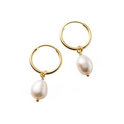 S925 Silver Geometric Oval Baroque Pearl Hoop Drop Earrings