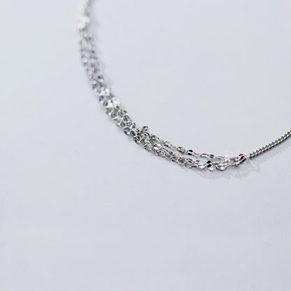 Simple Twisted Multi 925 Sterling Silver Strand Chain Anklet