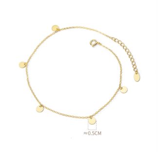 Minimalist Round Disc Charm gold-plated Color S925 Silver Chain Anklet