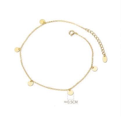 Minimalist Round Disc Charm gold-plated Color S925 Silver Chain Anklet