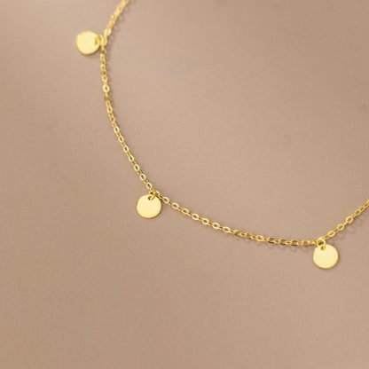 Minimalist Round Disc Charm gold-plated Color S925 Silver Chain Anklet