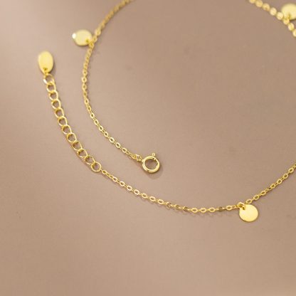 Minimalist Round Disc Charm gold-plated Color S925 Silver Chain Anklet
