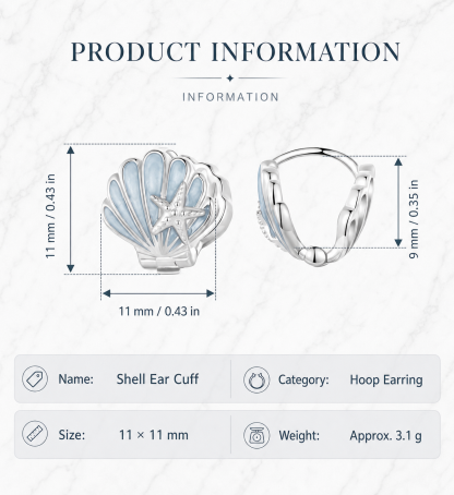Ocean Style Powder Blue Epoxy Resin Colored Shell Star  Cube Zirconium 925 Sterling Silver Clip on Earrings